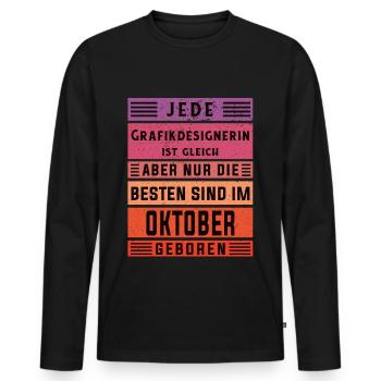 Illustrator Geburtstag Oktober geboren - Männer Premium Bio Langarmshirt - Schwarz - Vorne - Nico (187cm)