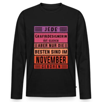 Illustrator Geburtstag November geboren - Männer Premium Bio Langarmshirt - Schwarz - Vorne - Nico (187cm)