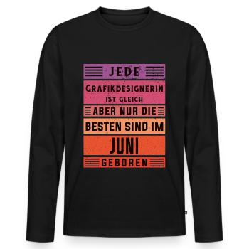 Illustrator Geburtstag Juni geboren - Männer Premium Bio Langarmshirt - Schwarz - Vorne - Nico (187cm)