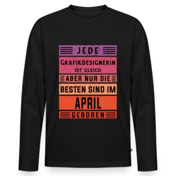 Illustrator Geburtstag April geboren - Männer Premium Bio Langarmshirt - Schwarz - Vorne - Nico (187cm)