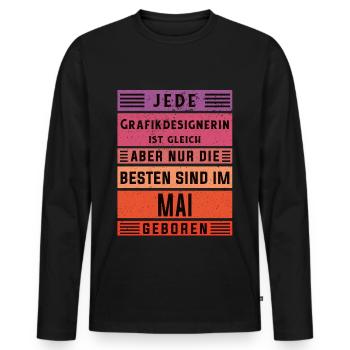 Illustrator Geburtstag Mai geboren - Männer Premium Bio Langarmshirt - Schwarz - Vorne - Nico (187cm)