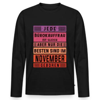 Angestellter Geburtstag November geboren - Männer Premium Bio Langarmshirt - Schwarz - Vorne - Nico (187cm)