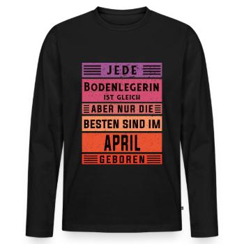 Parkett-Teppich Geburtstag April geboren - Männer Premium Bio Langarmshirt - Schwarz - Vorne - Nico (187cm)