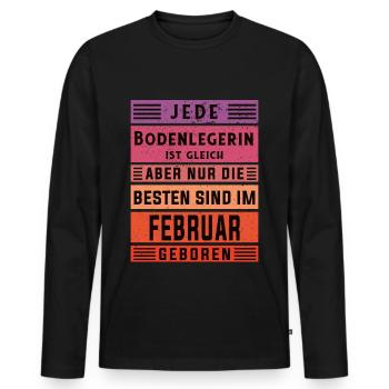 Parkett-Teppich Geburtstag Februar geboren - Männer Premium Bio Langarmshirt - Schwarz - Vorne - Nico (187cm)