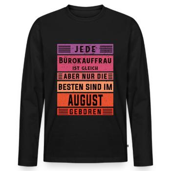Angestellter Geburtstag August geboren - Männer Premium Bio Langarmshirt - Schwarz - Vorne - Nico (187cm)