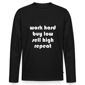 Investor Strategy - Men's Premium Organic Long Sleeve Shirt - black - Front - Nico (187cm)