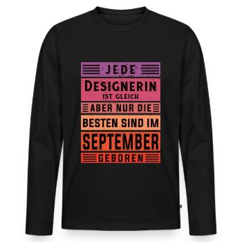 Illustrator Geburtstag September geboren - Männer Premium Bio Langarmshirt - Schwarz - Vorne - Nico (187cm)