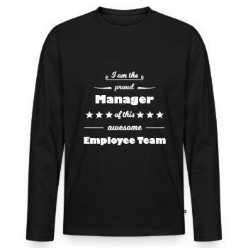Der Manager - Männer Premium Bio Langarmshirt - Schwarz - Vorne - Nico (187cm)