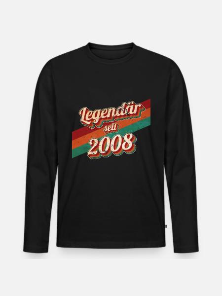 2008 Jahrgang Geburtstag Mann Frauen 2008 geboren - Männer Premium Bio Langarmshirt - Schwarz