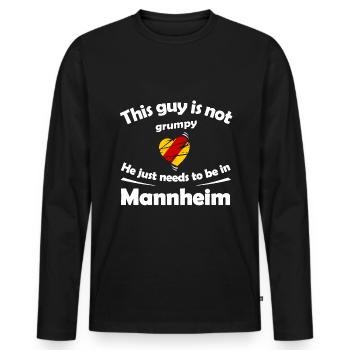 Chez lui à Mannheim - T-shirt manches longues Premium bio Homme - noir - Devant - Nico (187cm)