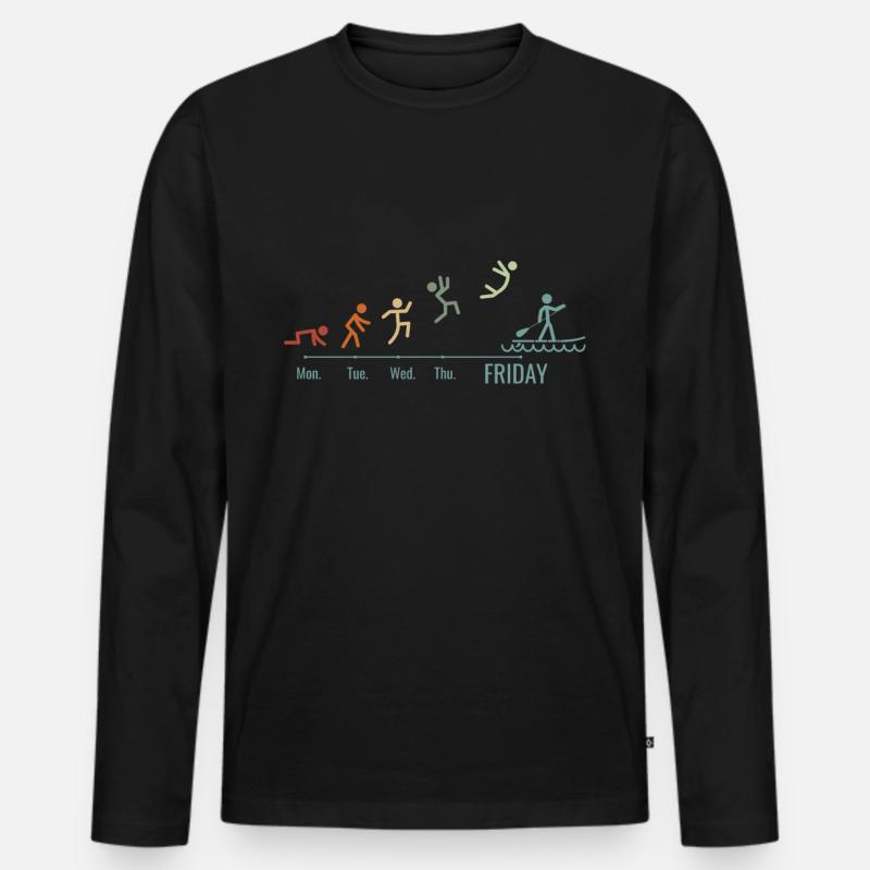 SUP paddleboarding Stand Up Paddle Vintage Weekend - Männer Premium Bio Langarmshirt - Schwarz