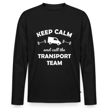 Spedition und Lieferung - Männer Premium Bio Langarmshirt - Schwarz - Vorne - Nico (187cm)