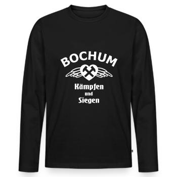 Die Bochumer aus dem Pott - Männer Premium Bio Langarmshirt - Schwarz - Vorne - Nico (187cm)