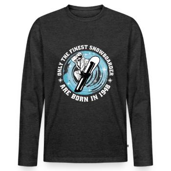 Snowboarder born 1948 birthday snowboarding - Men's Premium Organic Long Sleeve Shirt - heather anthracite - Front - Nico (187cm)