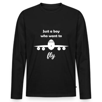 L’avion - T-shirt manches longues Premium bio Homme - noir - Devant - Nico (187cm)