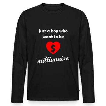 The Millionaire - Men's Premium Organic Long Sleeve Shirt - black - Front - Nico (187cm)