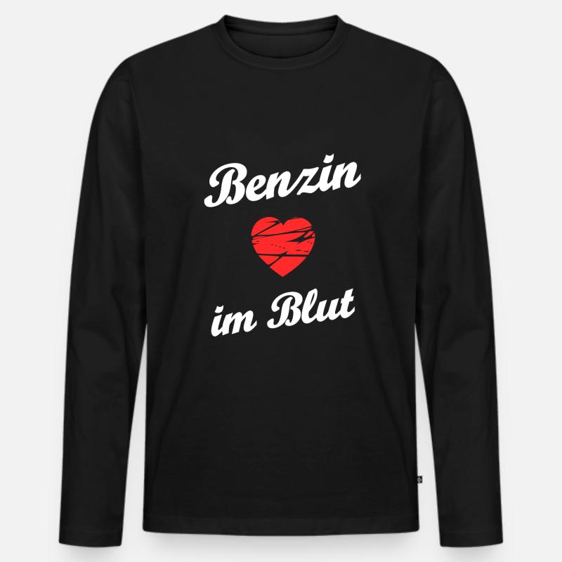 Benzin im Blut - Männer Premium Bio Langarmshirt - Schwarz