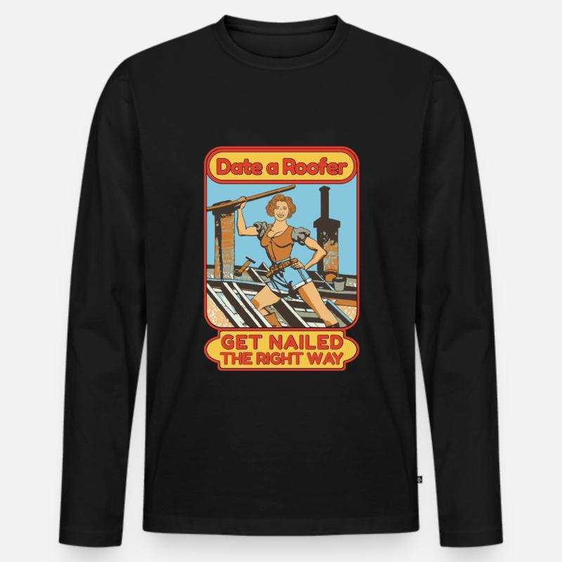 Dachdeckerin Handwerker Dachdeckernägel Dachdecker - Männer Premium Bio Langarmshirt - Schwarz