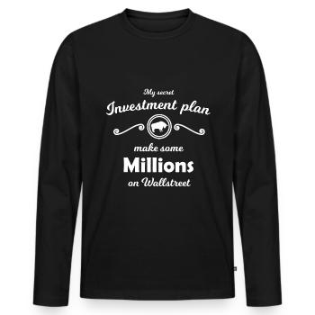 The Wall Street investor - Men's Premium Organic Long Sleeve Shirt - black - Front - Nico (187cm)