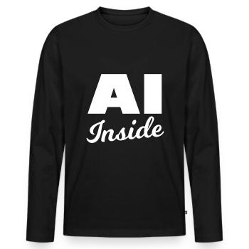Intelligence artificielle - T-shirt manches longues Premium bio Homme - noir - Devant - Nico (187cm)