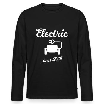 Électrique depuis 2018 - T-shirt manches longues Premium bio Homme - noir - Devant - Nico (187cm)