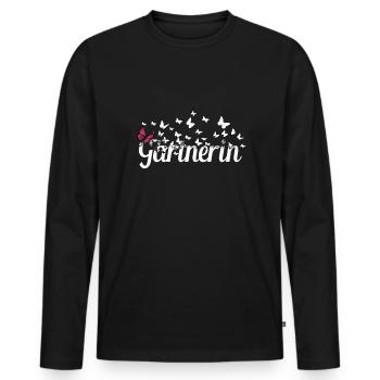 Landschaftsgärtner Kollegin Schmetterlinge - Männer Premium Bio Langarmshirt - Schwarz - Vorne - Nico (187cm)