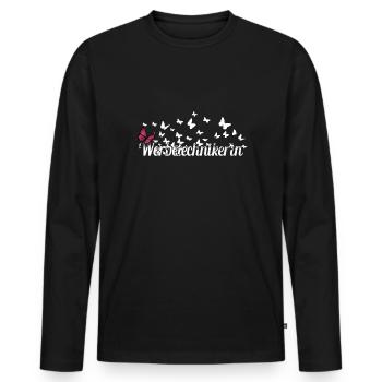 Werbegestalter Kollegin Schmetterlinge - Männer Premium Bio Langarmshirt - Schwarz - Vorne - Nico (187cm)