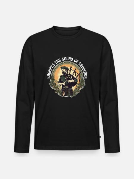 Bagpiper Scottish bagpipe sound - Men's Premium Organic Long Sleeve Shirt - black