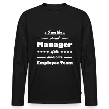 Le drôle de manager - T-shirt manches longues Premium bio Homme - noir - Devant - Nico (187cm)