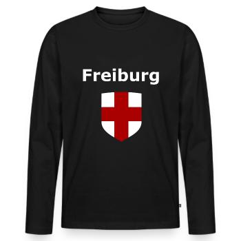 Les Fribourgeois - T-shirt manches longues Premium bio Homme - noir - Devant - Nico (187cm)