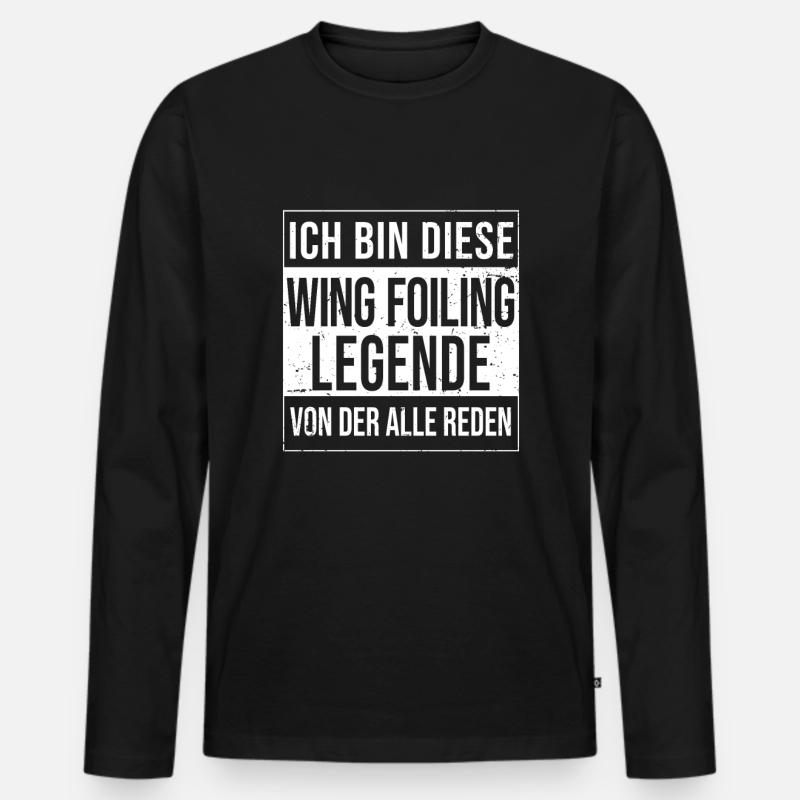 Wingfoil-Surfer Wingfoiling-Board - Männer Premium Bio Langarmshirt - Schwarz