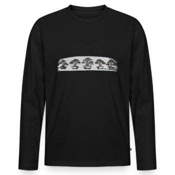 Bonsaï, bonsaï, pot de fleur, chaîne de bonsaï - T-shirt manches longues Premium bio Homme - noir - Devant - Nico (187cm)