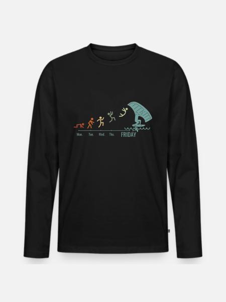 Week-end Wingfoil Surfer Wingfoil Hydrofoil - T-shirt manches longues Premium bio Homme - noir