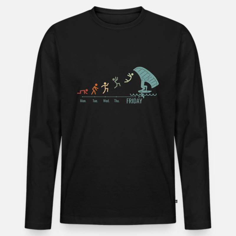 Wingfoil-Surfer Wingfoiling Hydrofoil Wochenende - Männer Premium Bio Langarmshirt - Schwarz