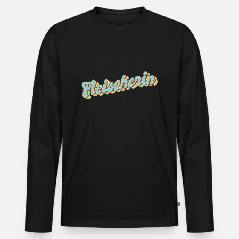 Metzger Abschluss-Geschenk Fleischerin - Männer Premium Bio Langarmshirt - Schwarz