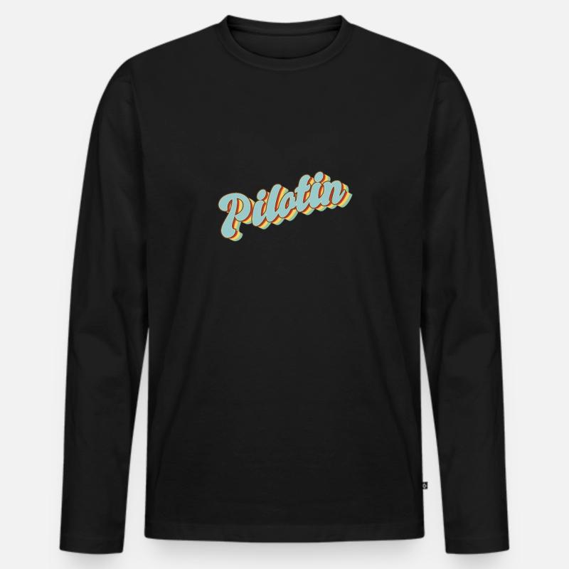Flugzeug Abschluss-Geschenk Pilotin - Männer Premium Bio Langarmshirt - Schwarz