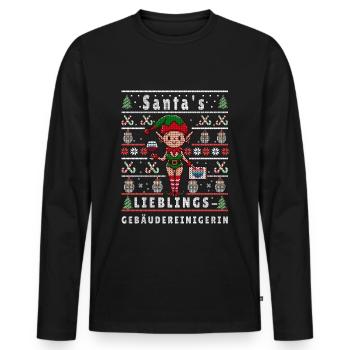 Ugly Christmas SANTA’S DARLING Nettoyant de bâtiment - T-shirt manches longues Premium bio Homme - noir - Devant - Nico (187cm)