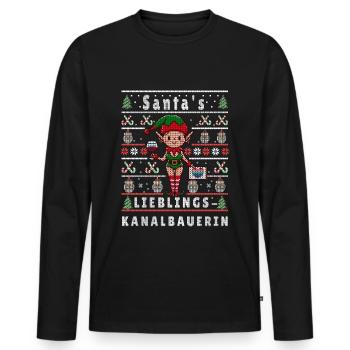 Ugly Christmas SANTA'S FAVORITE CANAL BUILDER - Men's Premium Organic Long Sleeve Shirt - black - Front - Nico (187cm)