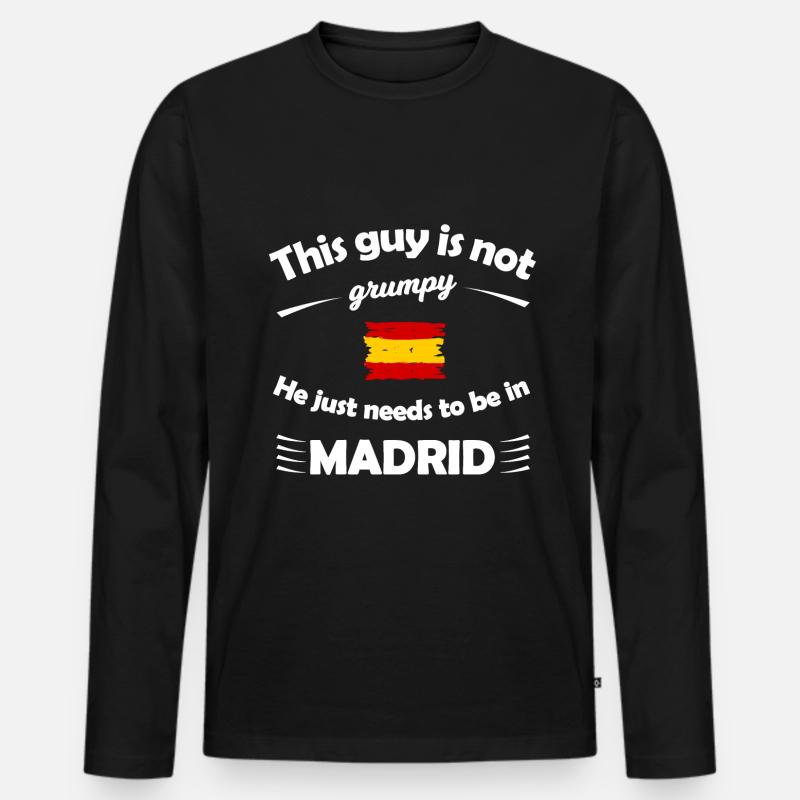 Sehnsucht nach Madrid - Männer Premium Bio Langarmshirt - Schwarz