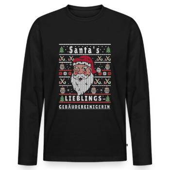 Ugly Christmas SANTA’S DARLING Nettoyant de bâtiment - T-shirt manches longues Premium bio Homme - noir - Devant - Nico (187cm)