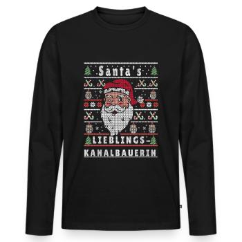 Ugly Christmas SANTA'S FAVORITE CANAL BUILDER - Men's Premium Organic Long Sleeve Shirt - black - Front - Nico (187cm)
