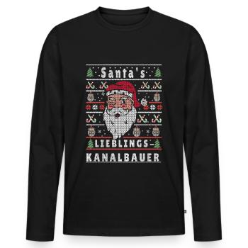 Ugly Christmas SANTA'S FAVORITE CANAL BUILDER - Men's Premium Organic Long Sleeve Shirt - black - Front - Nico (187cm)