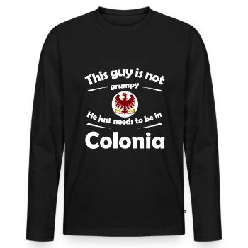 The homeland of Colonia - Men's Premium Organic Long Sleeve Shirt - black - Front - Nico (187cm)