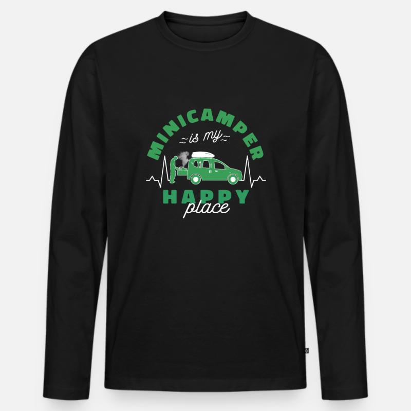 Minicamper Happy Camping-Camper Microcamper - Männer Premium Bio Langarmshirt - Schwarz
