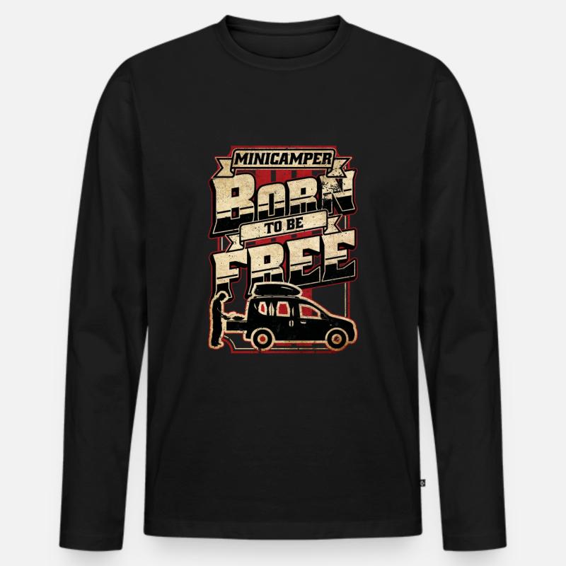 Minicamper BORN Camping-Camper Microcamper - Männer Premium Bio Langarmshirt - Schwarz