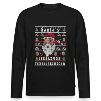 Noël moche LE FAVORI DU PÈRE NOËL Nettoyant textile - T-shirt manches longues Premium bio Homme - noir - Devant - Nico (187cm)