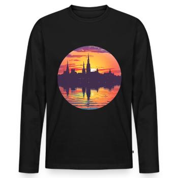 Horizon de Wiesbaden - T-shirt manches longues Premium bio Homme - noir - Devant - Nico (187cm)