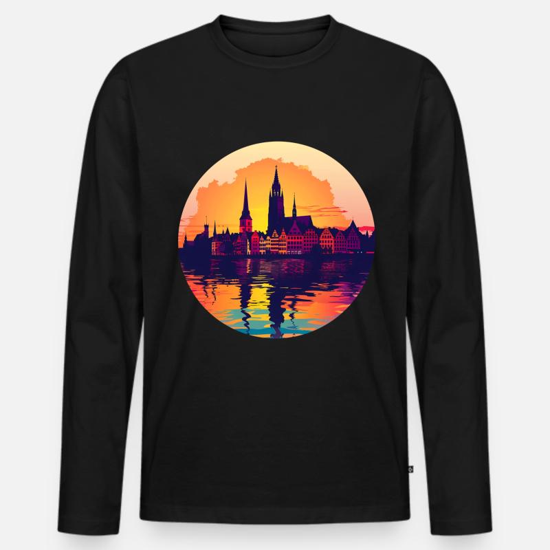 Zwickau Skyline - Männer Premium Bio Langarmshirt - Schwarz