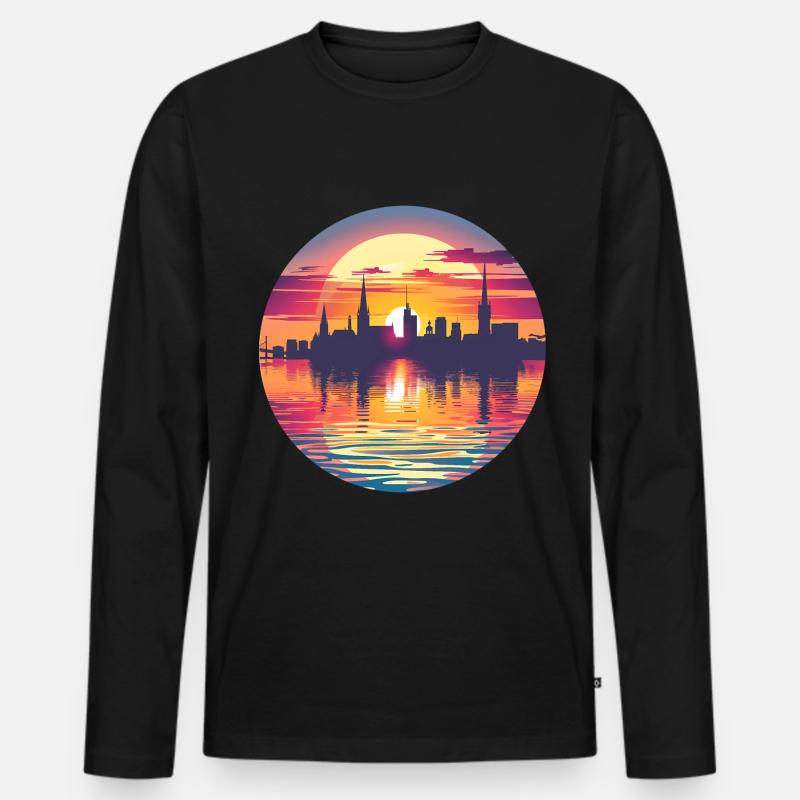 Bochum Skyline - Männer Premium Bio Langarmshirt - Schwarz