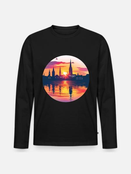 Bielefeld Skyline - Men's Premium Organic Long Sleeve Shirt - black